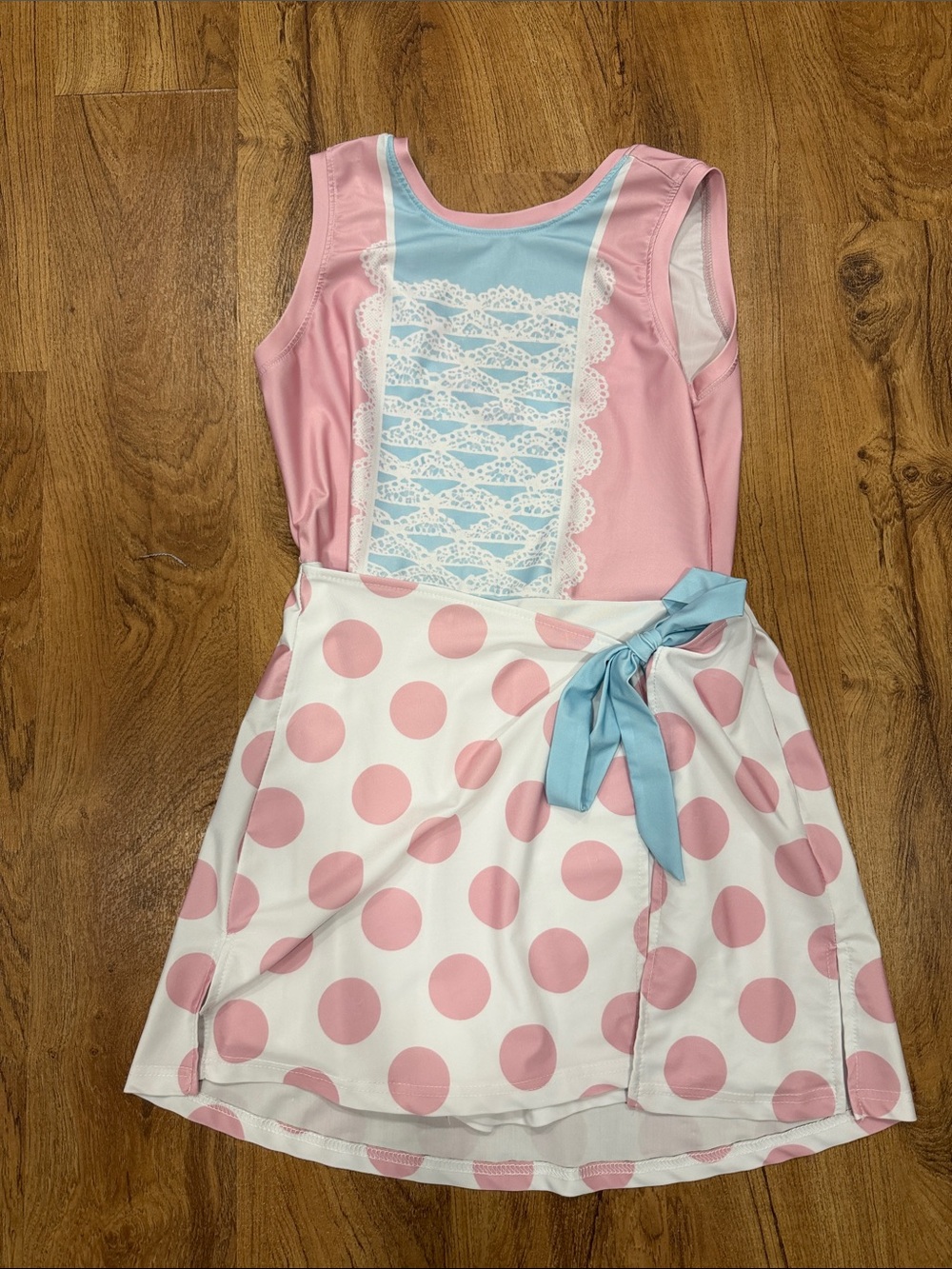 Bo Peep Inspired Costume Dress Women’s Large Pink Polka Dot Built-In Shorts